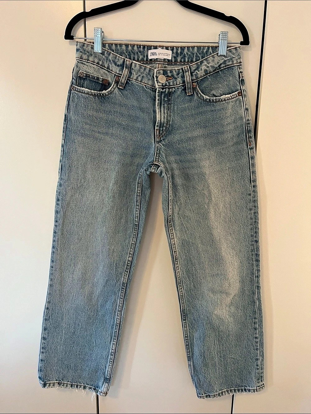 ZARA Low Rise Straight/Wider Leg Blue Jeans